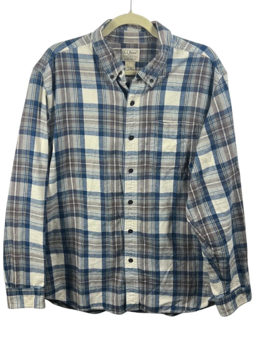 LL Bean Shirt Mens Scotch Plaid Flannel Traditional Fit Large Casual Outdoor